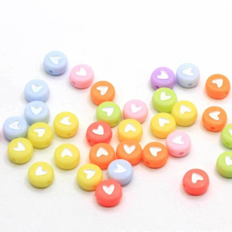 2800 шт. 7 мм акриловые бусины плоские круглые цветные сердца б/у браслет ручной