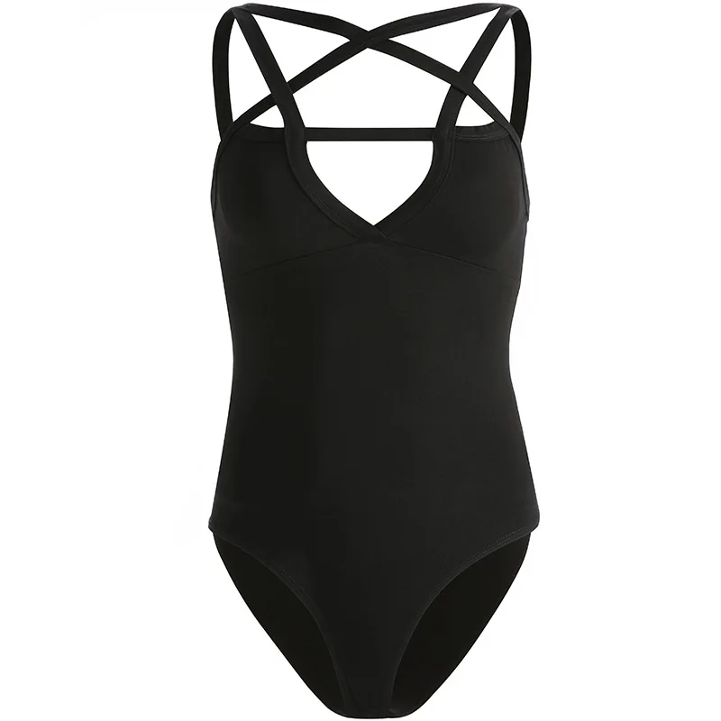 Женский сексуальный полый бандажный боди Черный Боди без рукавов с открытой