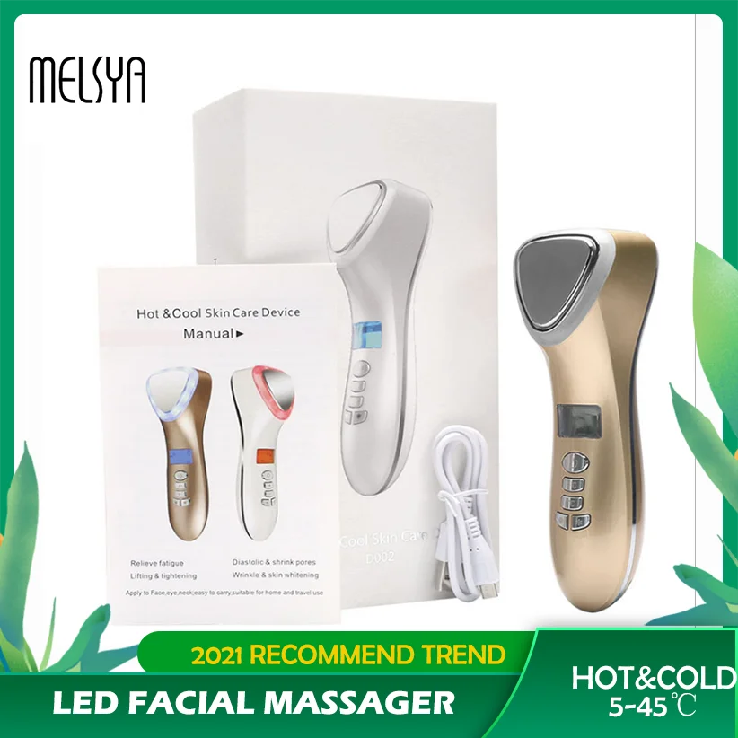 Светодиодный уход за кожей лица Красота массажер Горячий Холодный ударный