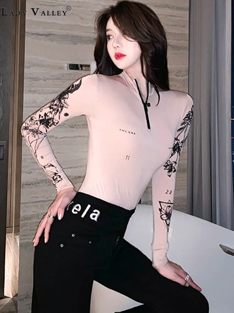 Винтажная облегающая стрейч футболка с длинными рукавами женские осенне зимние