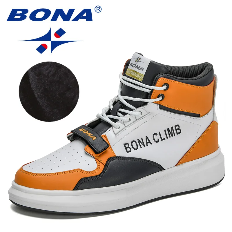 

BONA 2022 New Designers High Top Sneakers Men Casual Leisure Shoes Man Lace Up Plush Platform Warm Winter Ankle Boots Mansculino