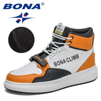 bona 2022 new designers high top sneakers men casual leisure shoes man lace up plush platform warm winter ankle boots mansculino