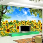 Фотообои 3D в пасторальном стиле с изображением подсолнухов, настенная живопись для гостиной, телевизора, дивана, спальни, домашнего декора, 3D настенные наклейки