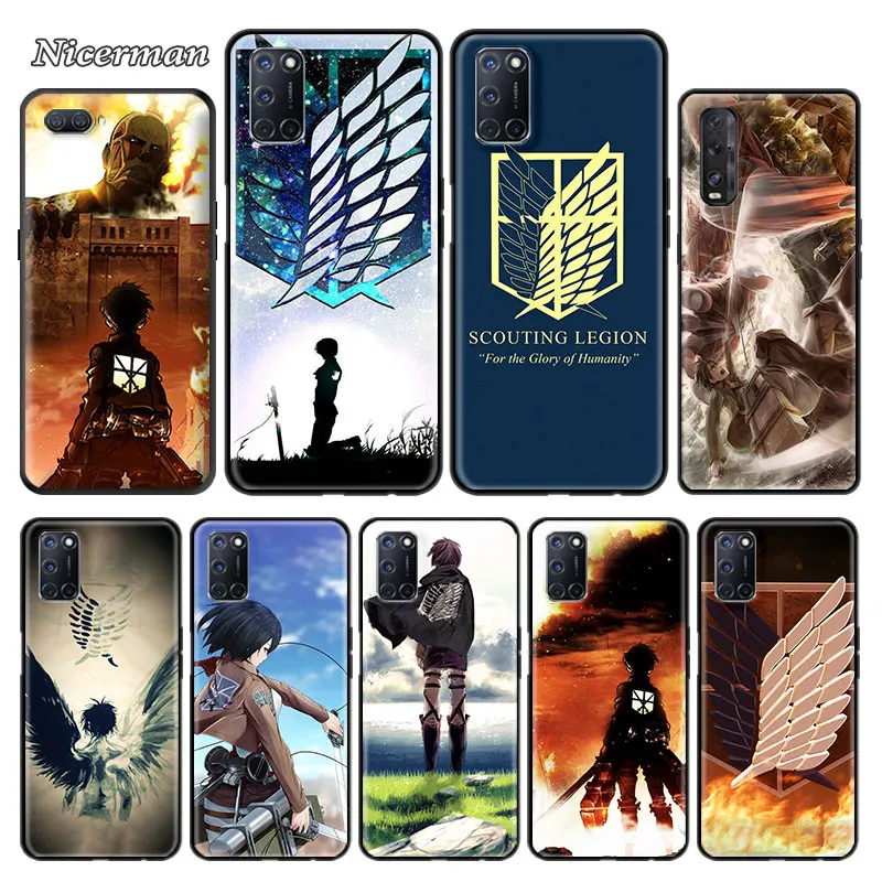 Мягкий чехол для Oppo A52 A9 2020 A92 A72 F11 Ace Reno 4 6 Pro Find X2 A53 A74 A94 A95 Capa телефона Coque Attack On Titan