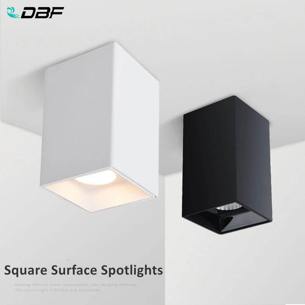 

[DBF] квадратный белый/черный Поверхностный Установленный вниз светильник 15W 20W AC85-265V Сияющий отражатель Точечный светильник для гостиной спа...