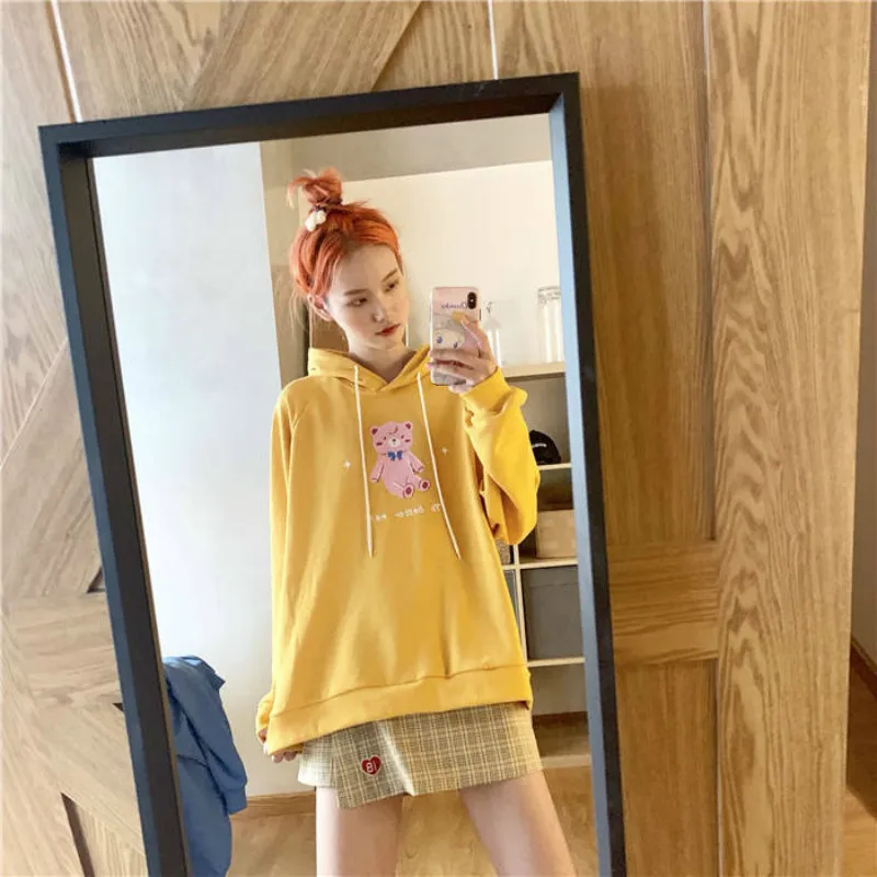

Japanese Kawaii Cartoon Print Hoodies Schoolgirl Autumn Winter New Tops Korean Preppy Style Loose Long Sleeve Hoodie Sweatshirt