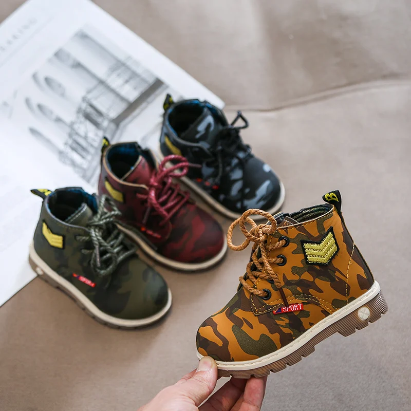 Зимние ботинки для мальчиков детская обувь новые кожаные модные Martin