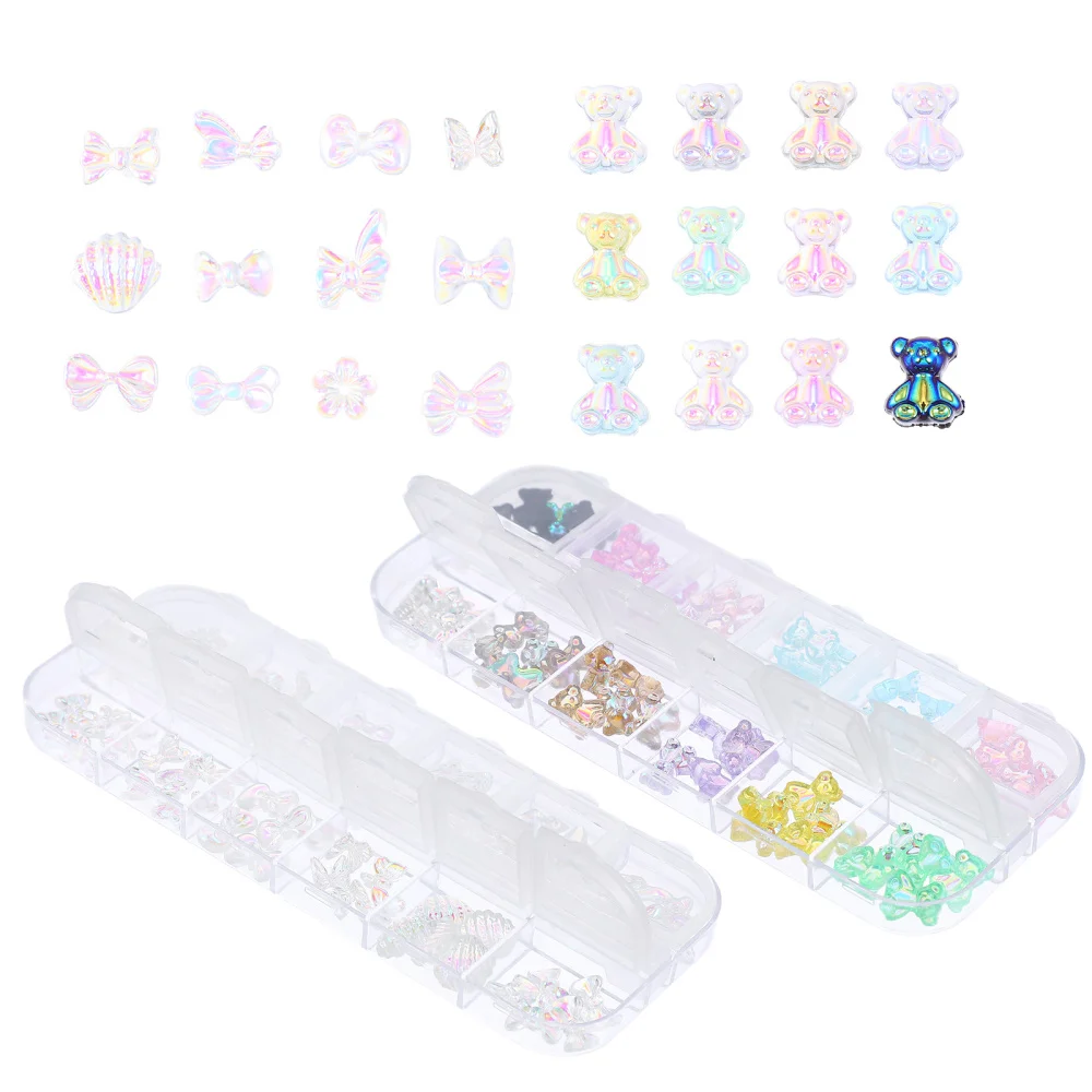 

120Pcs 3D Acrylic Resin Butterflies Bear Nail Charms Decor for Nail Art Design