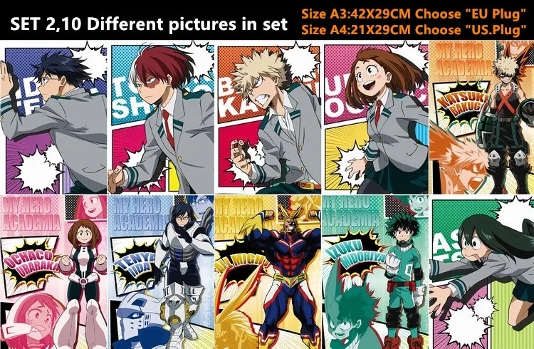 10 шт./лот аниме боку no Hero Академия постеры наклейки игрушки Izuku Katsuki Shouto All May My