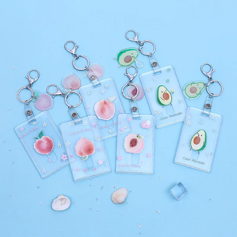 Милый мультяшный значок авокадо персика держатель для карт школьные и офисные