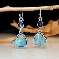 personality creative drop heart shaped dragon crystal turquoise earrings wish gothic style retro earrings party gift wholesale