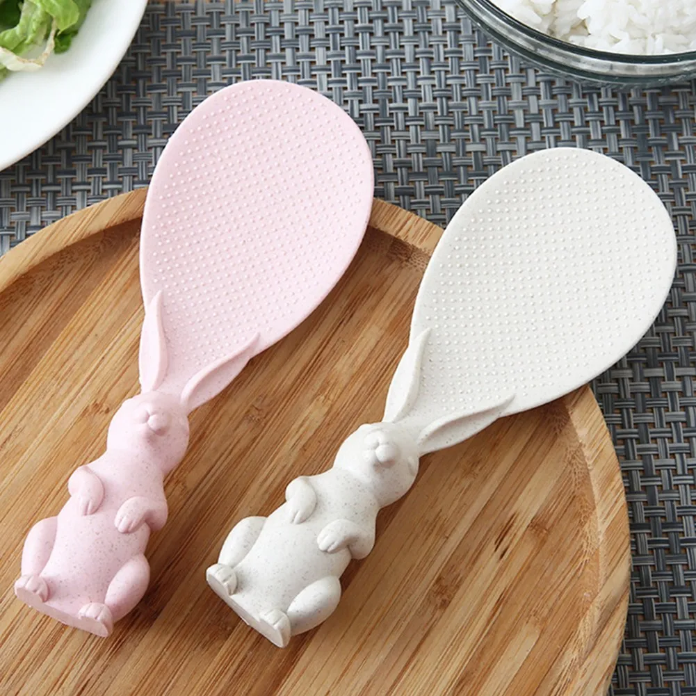 

Kitchen Non-Stick Rice Paddle Spoon Tablespoons Lovely Standing Soup Ladle Rabbit Bunny Shape Handle Shovel Kitchenware Kitchen