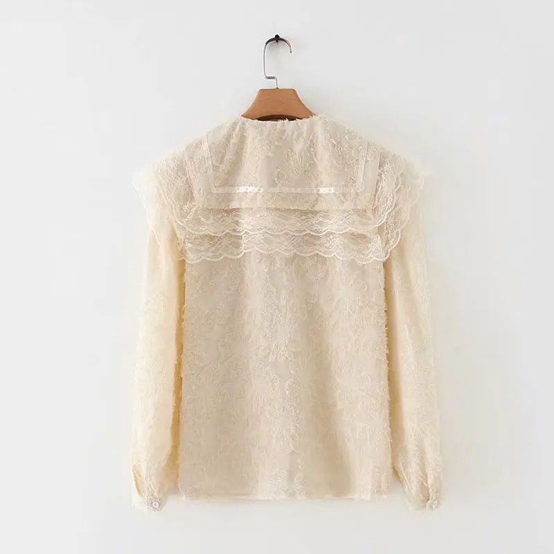 Новый женский жаккардовый кардиган с кукольным вырезом женская блузка топы