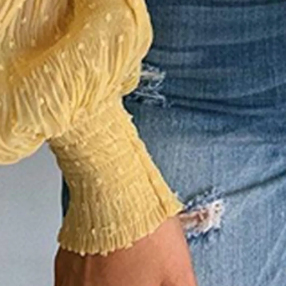 

2021 Summer Elegant Blouse Yellow Hollow Out See Through Women Streetwear Blouses For Party Female Office Lady Slim Fashion