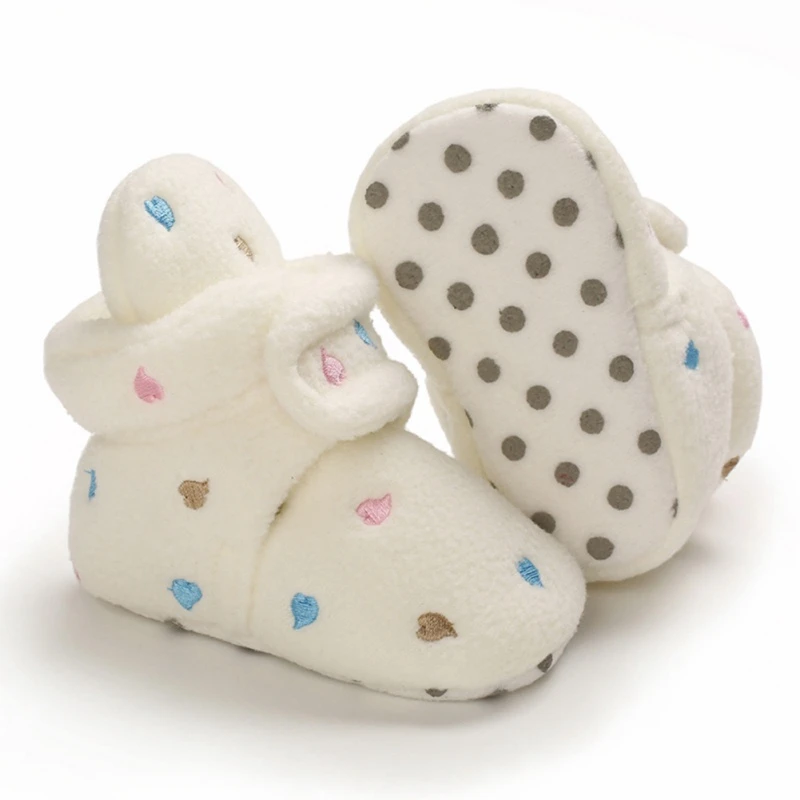 Winter Warm Velvet Frist Walkers Boots For Baby Boys Girls Toddler Shoes Non-Slip Love Stars Print Soft Bottom |