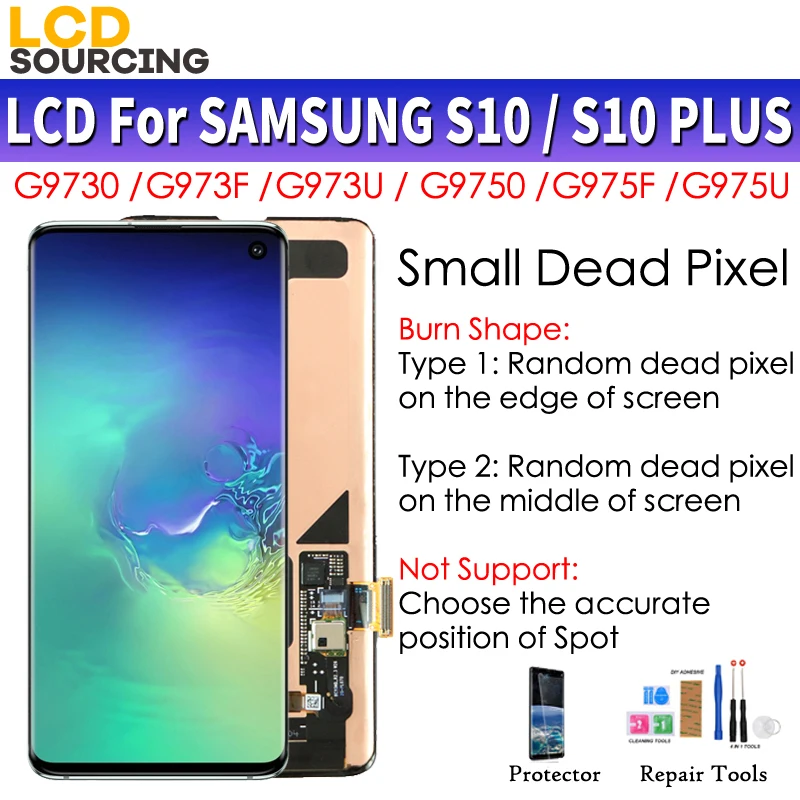 Amoled маленькие битые пиксели для SAMSUNG Galaxy S10 LCD G973F G973FD дисплей + Plus G975F G975FD сенсорный