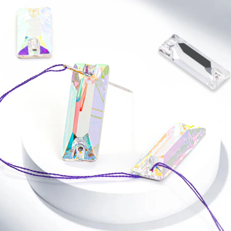 

Princess Baguette Crystal Sewing Diamonds Flatback Clothes Decoration Button Diy Jewelry Rhinestone Multi Size Rectangle Glass