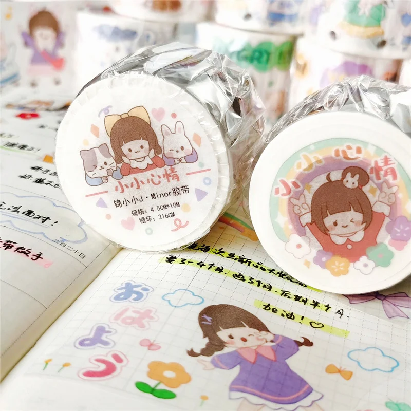 

Lovely Girl Happy Mood Special Oil Washi Tapes Junk Journal Masking Tape DIY Scrapbooking Decoration Washi Sticker