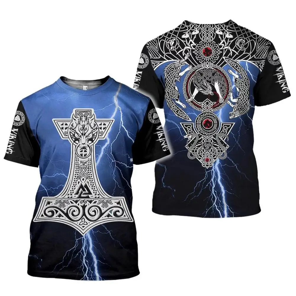 

Summer Fashion Tshirt Newest Viking Tattoo 3D All Over Printed T-shirt Men Women Casual Harajuku Short Sleeve Tops L-108