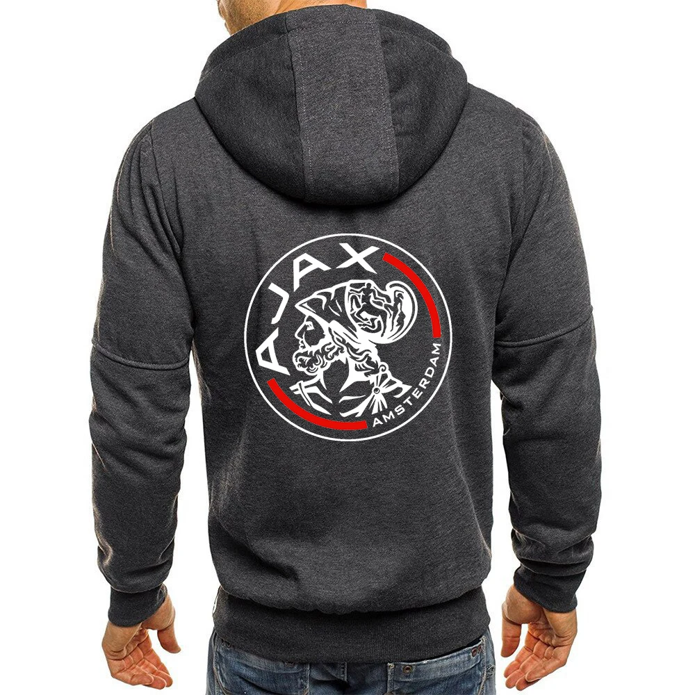

AJAX Logo 2020 New Men's Hoodies Sweatshirts Zipper Hooded Men Sweatshirt Solid Color Man Hoody Sweatshirts Male Coats
