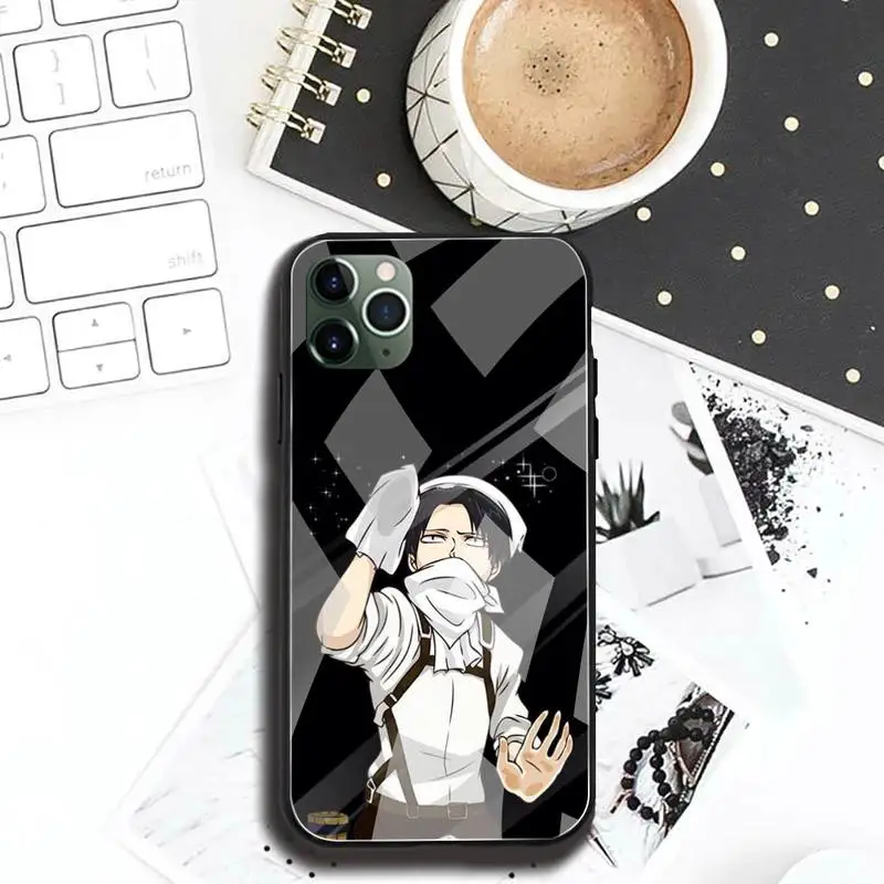 levi ackerman attack on titan phone case tempered glass for iphone 12 pro max mini 11 pro xr xs max 8 x 7 6s 6 plus se 2020 free global shipping