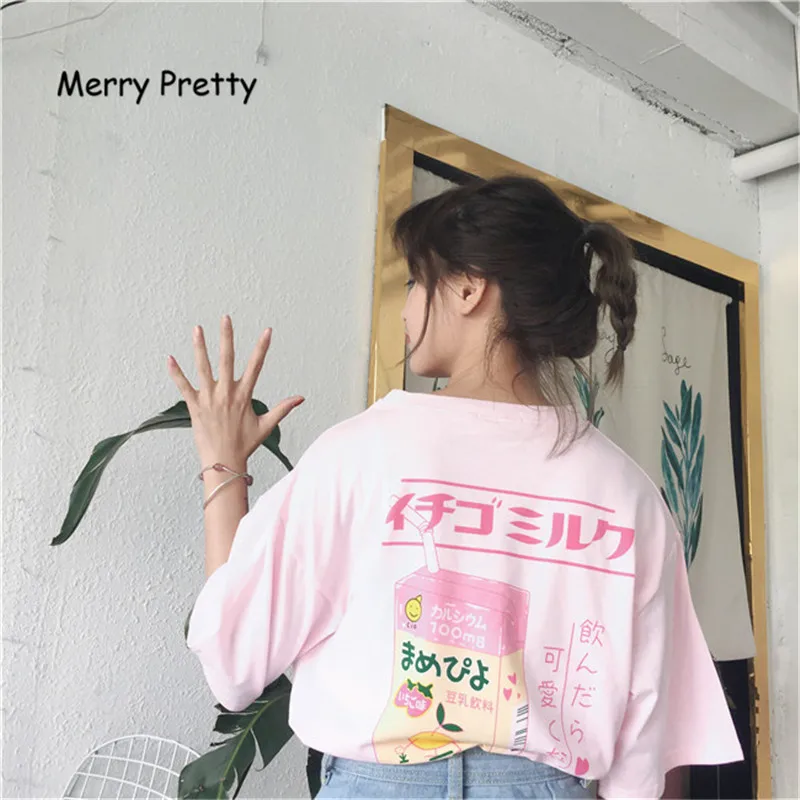 Kawaii фруктовый сок хлопковая Футболка женские Топы Harajuku Японская Мода Топ 2020