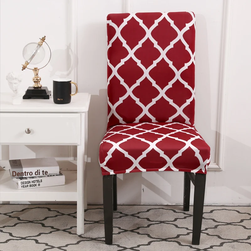 

Chair Cover Geometric patterns Big Elastic Slipcover Modern Kitchen Seat Case Stretch Chair Cover For Banquet housse chairs 1pcs