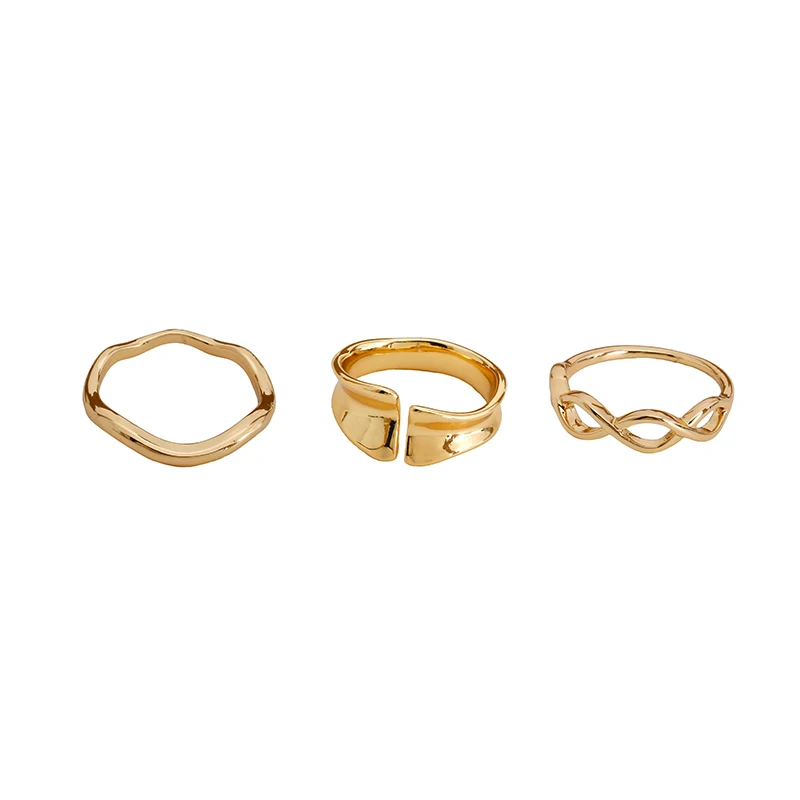 

Simple and Irregular Three-Piece Set Open Index Finger Ring Women's Fashion Personalized Niche Design Cross Adjustable Ring