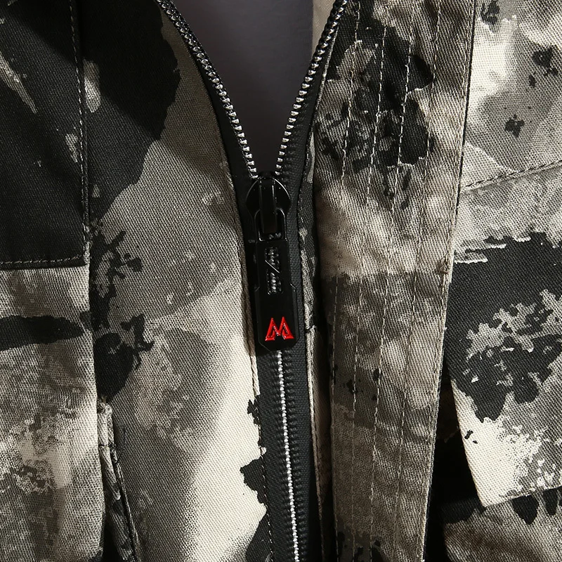 Мужская хлопковая камуфляжная ветровка на молнии с капюшоном|Мужские куртки| |