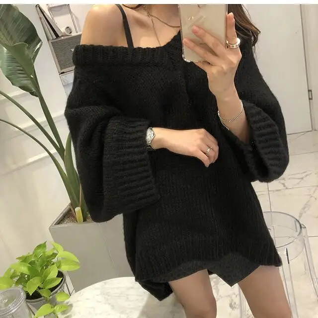 Новый зимний свитер женский пуловер топы для девочек Винтажный Длинный Рукав