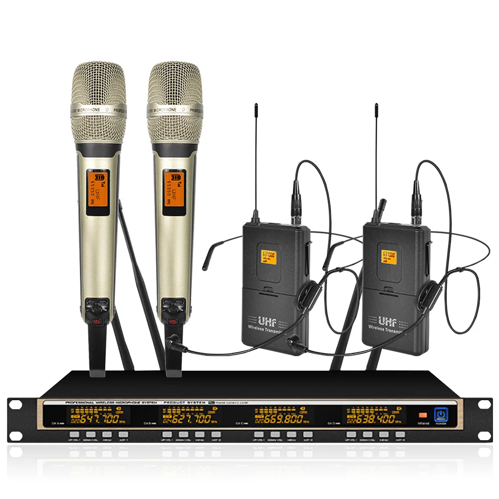 Беспроводная микрофонная система Профессиональная UHF автоматическая частота 2