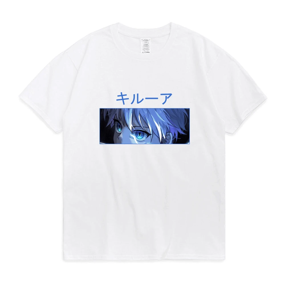 

Hot Hunter X Hunter Anime Print T Shirt Killua Zoldyck Eyes College Youth Trend T-shirt Short Sleeve Men Women Oversized Tees