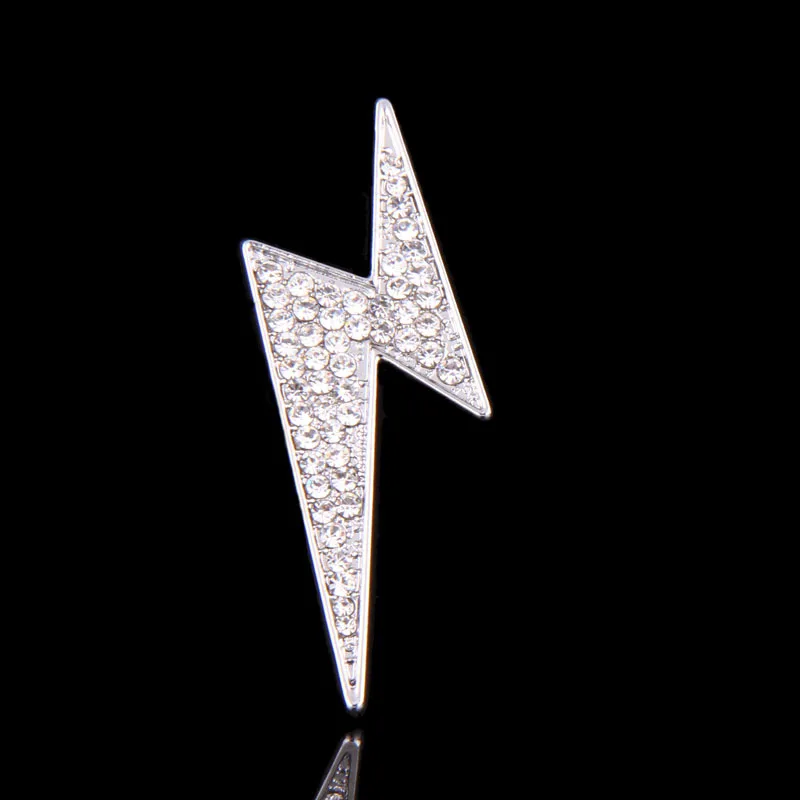 Модные стразы брошь в виде молнии отворот булавки Flash Suit Scraf пряжка воротник Pin