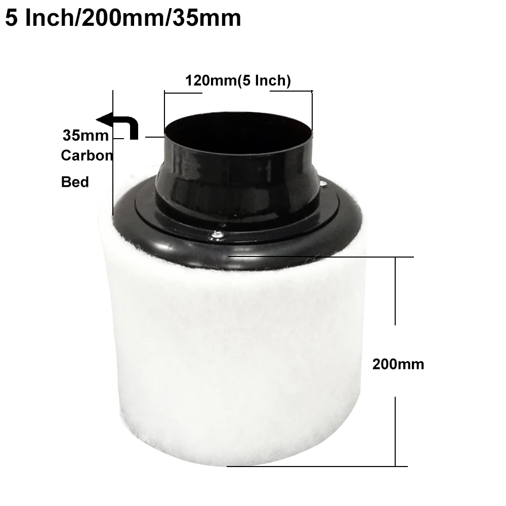5inch 125x200x35mm Угольный фильтр светать и фильтр внутренний угольный фильтр для очистки воздуха для тент теплицы гидропоники очиститель воздуха части - Цвет: 5inch 125x200x35mm