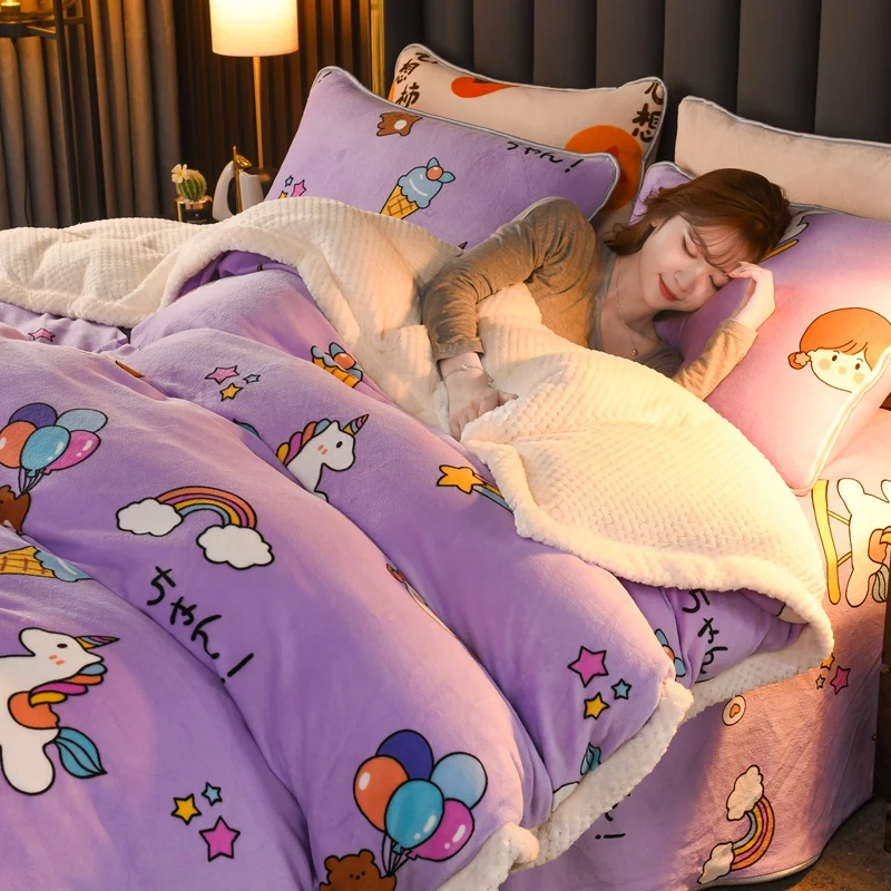 Зимнее одеяло с двойным пододеяльником домашний текстиль фланелевое покрывало 1