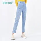Женские джинсы-карандаш, укороченные, с разбрызгивающейся краской, прямые, художественные, женские джинсовые брюки, INMAN