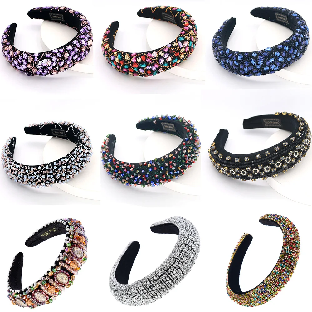 

Sparkly Full Crystal Beaded Luxury Baroque Rhinestone Headband Tiara Hairbands Women Wedding Headwear Hair Accessories Wholesale