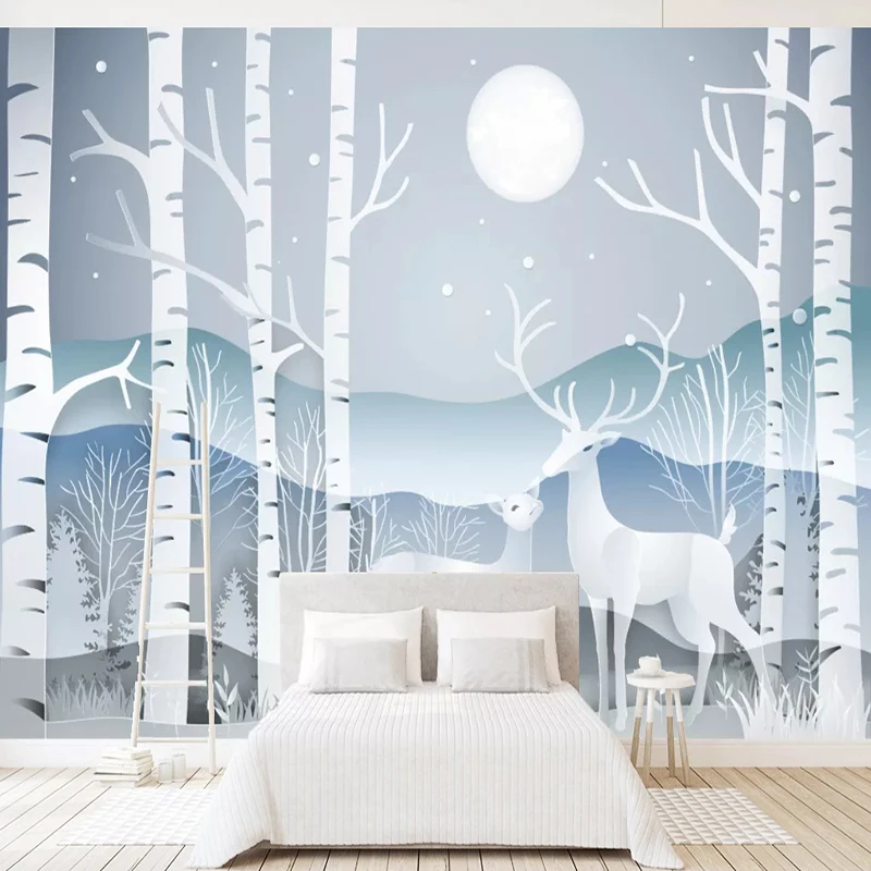 

Modern Simple Abstract 3D Forest Elk Mural Wallpaper Living Room TV Sofa Bedroom Home Decor Backdrop Wall Papers Papel De Parede