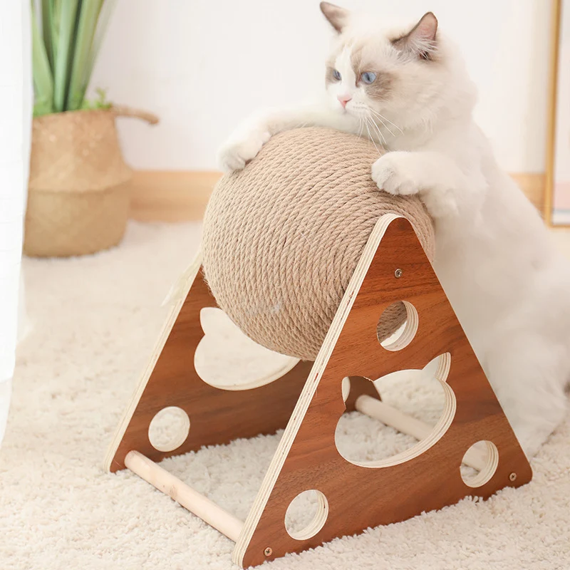 

1pc New Cat Funny Toys Scratch Solid Wood Cat Scratching Ball Natural Durable Sisal Board Scratcher for Cat Grinding