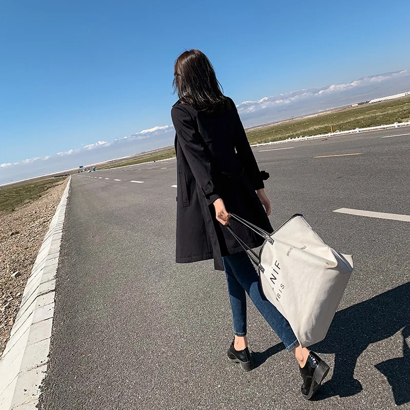 

Women 2019 Autumn/winter Trench Coat Turn-down Collar Elegant Long Slim Clothes For Lady Windbreaker Fashion High Quality