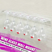 Acrylic Glass Wall Mount Kitchen Wine Rack Glasses Holder Hanging Bar Hanger Shelf Holds Wine Glasses Storage With 6 Glasses