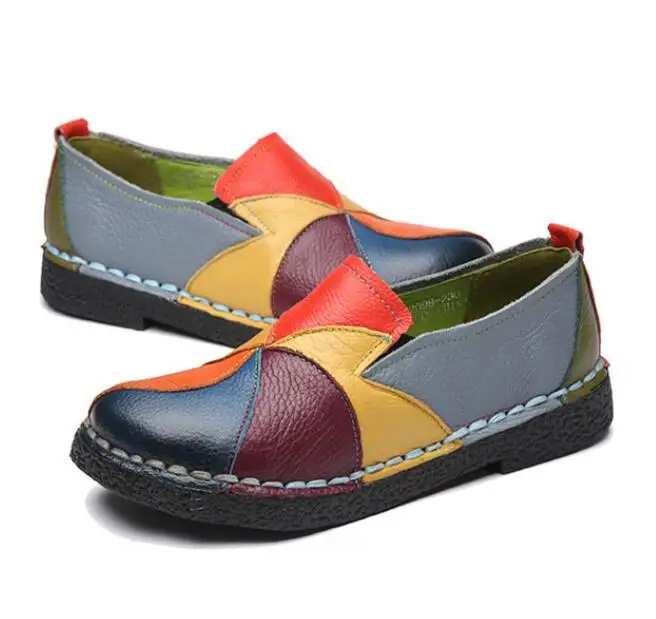 Туфли женские из натуральной кожи на плоской подошве|Обувь без каблука| |