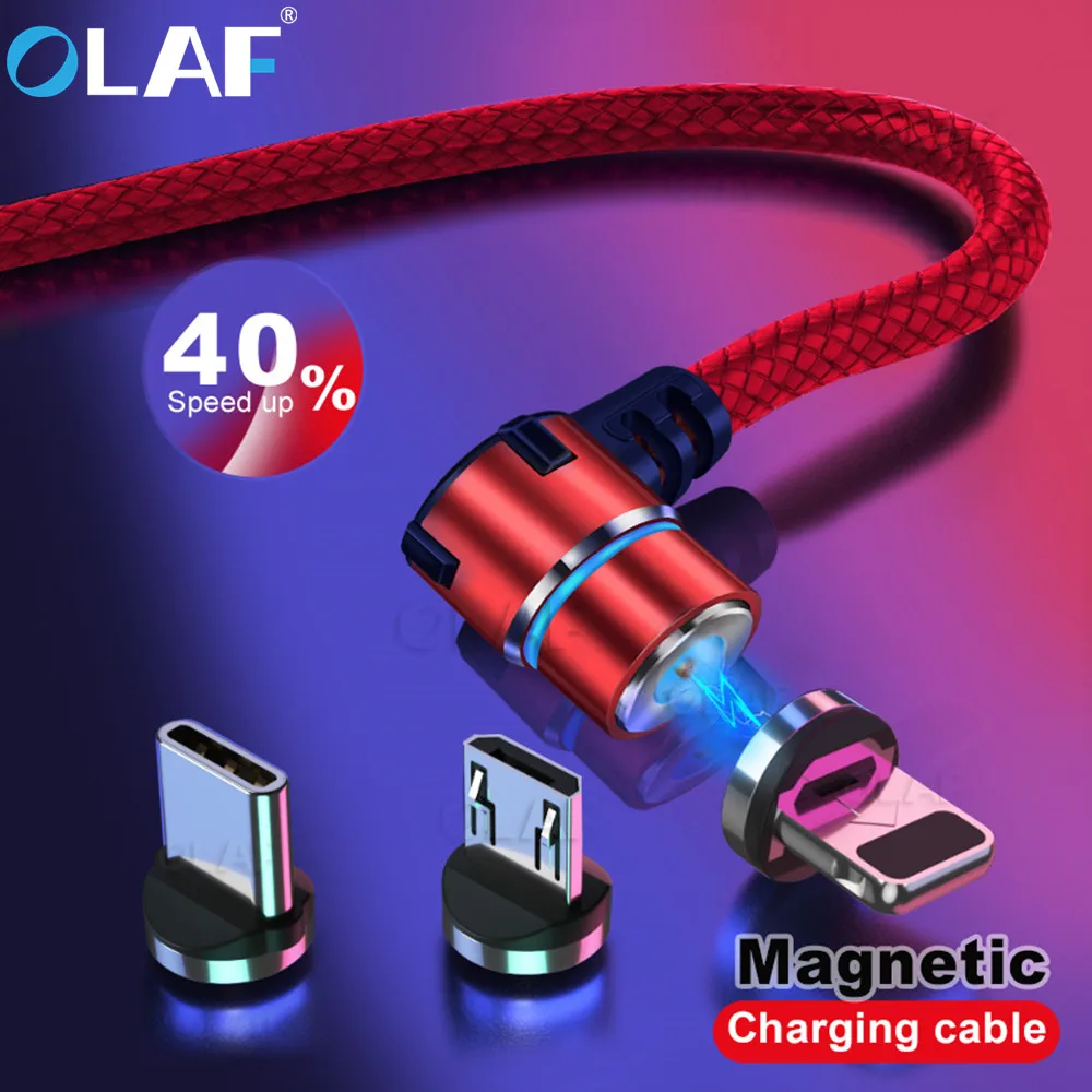 Магнитный кабель OLAF 90 градусов Micro USB Тип C для Iphone 7 8 Plus X XS Max Xiaomi Redmi note Mi Samsung S8 S9