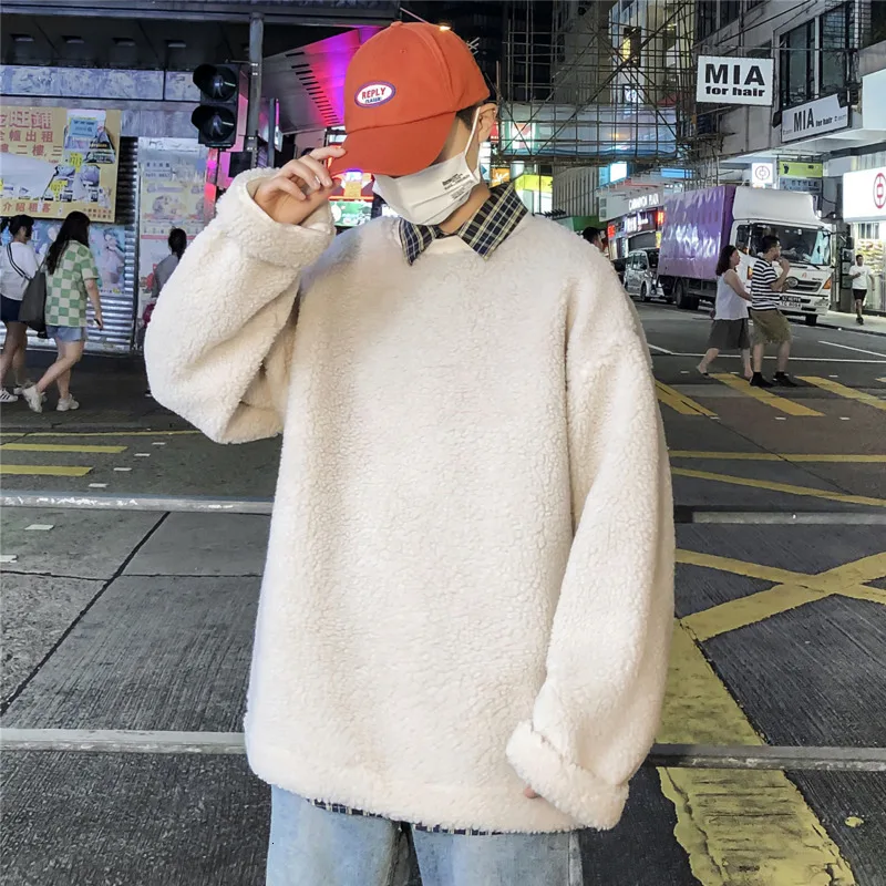 

2019 Autumn And Winter New Korean Version Of The Loose Fashion Trend Cotton Plush Solid Color Thick Pullover