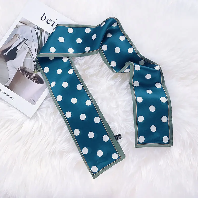 

Polka Dot Ribbon long tie Silk Scarf Female hair band bagband Decorate Scarves