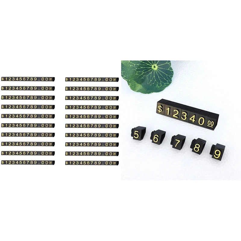 20 Sets Price Display Square Adjustable Tag For Counter Stand Number Letter Dollar Block Kit | Инструменты