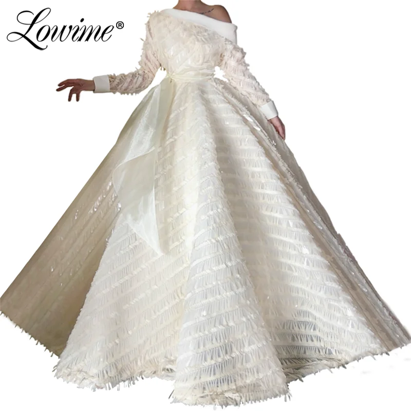 

2020 New Arrival Dubai Evening Dress Off The Shoulder With Long Sleeves A Line Prom Dresses Vestido Party Gowns Arabic Dress