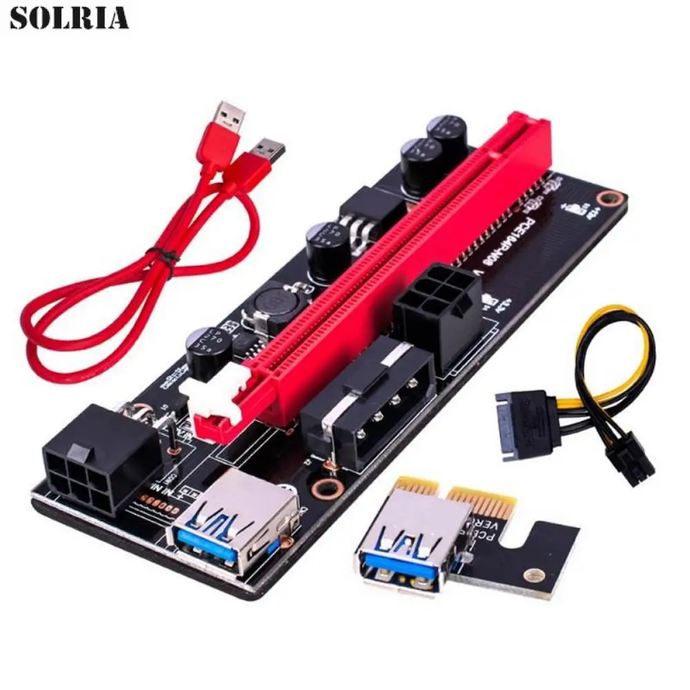 

4PCS Pcie1x To 16x Extension Cable VER009S Riser Card PCI-E 1X To 16X Board with 4 Capacitors USB Cable Bitcoin Mining Tool