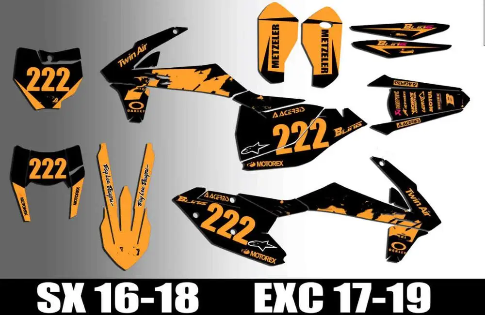Полный набор графических фонов для мотоцикла наклейки Набор наклеек KTM EXC EXCF XCW 2017