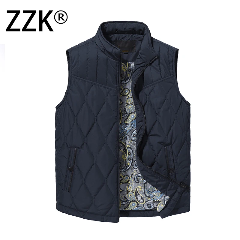 

ZZK Mens Vest Jacket Ultralight Sleeveless Puffer Waistcoats Autumn Fashion Zipper Jackets Casual Coat Male Clothing